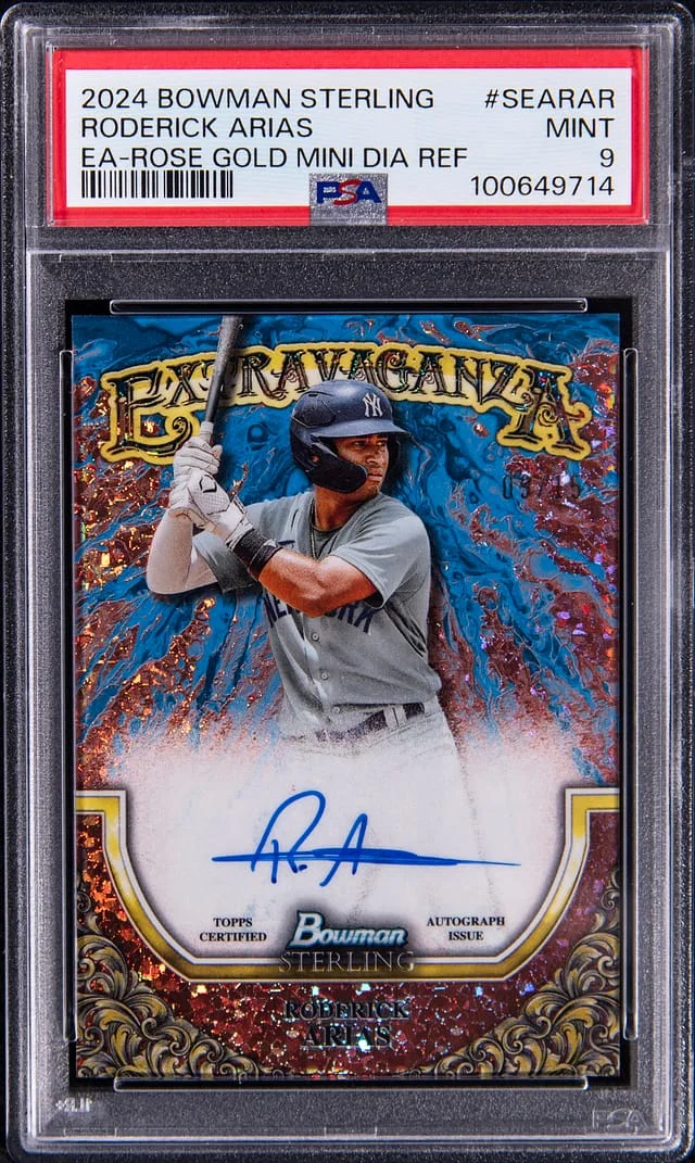 2024 Bowman Sterling Roderick Arias Extravaganza Autograph Rose Gold Mini Diamond Refractor #SEA-RAR card image