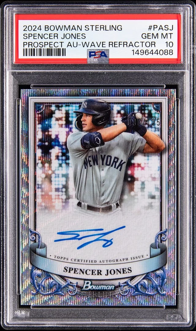 2024 Bowman Sterling Spencer Jones Prospect Autograph Wave Refractor #PA-SJ card image