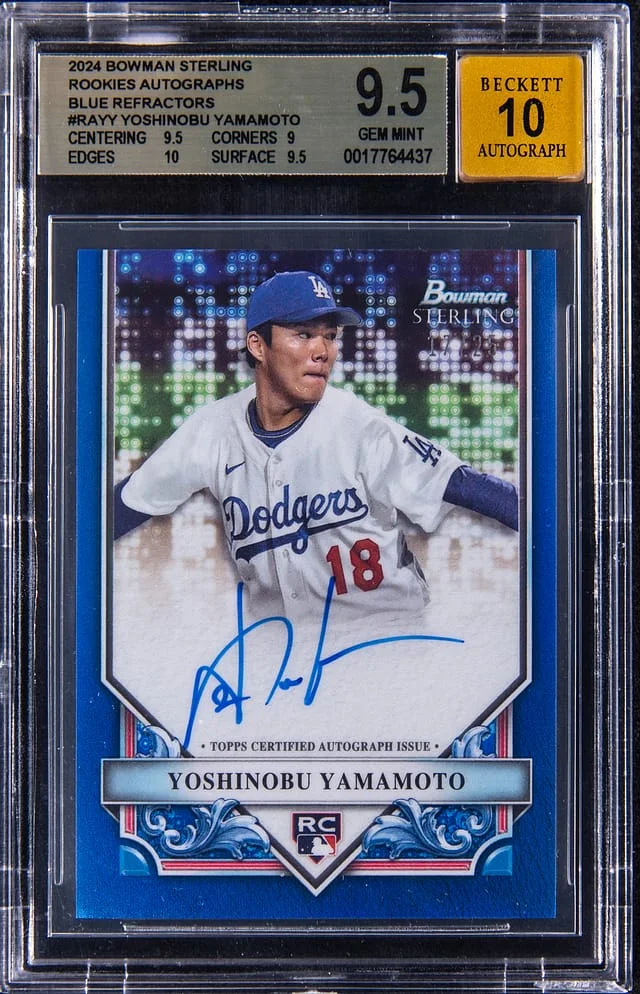2024 Bowman Sterling Yoshinobu Yamamoto Rookies Autographs Speckle Refractor #RA-YY card image