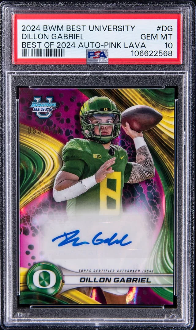 2024 Bowman University Best Dillon Gabriel of 2024 Autograph Pink Lava #BOA-DG card image