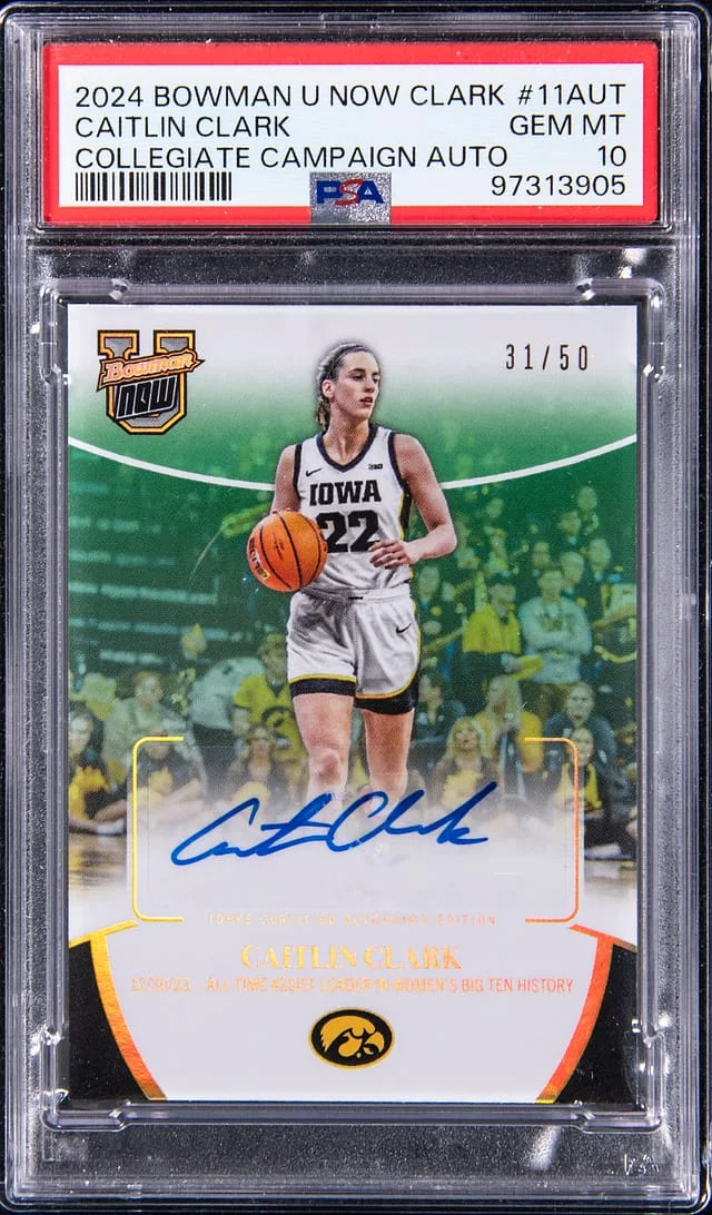 2024 Bowman University Caitlin Clark Now Collegiate Campaign Autograph #11-AUT card image