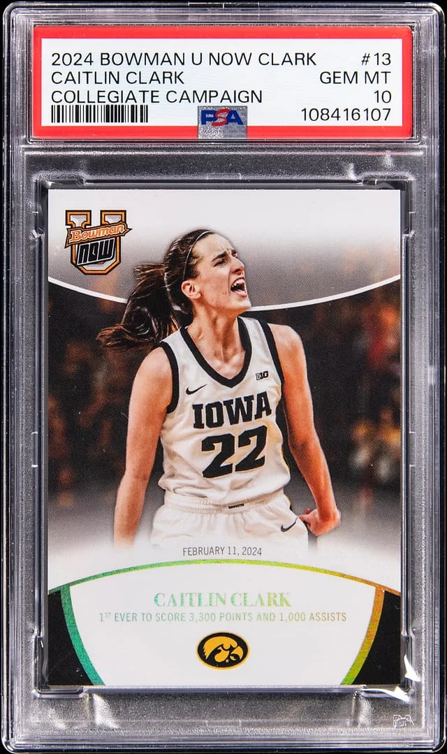2024 Bowman University Caitlin Clark Now Clark Collegiate Campaign #13 card image