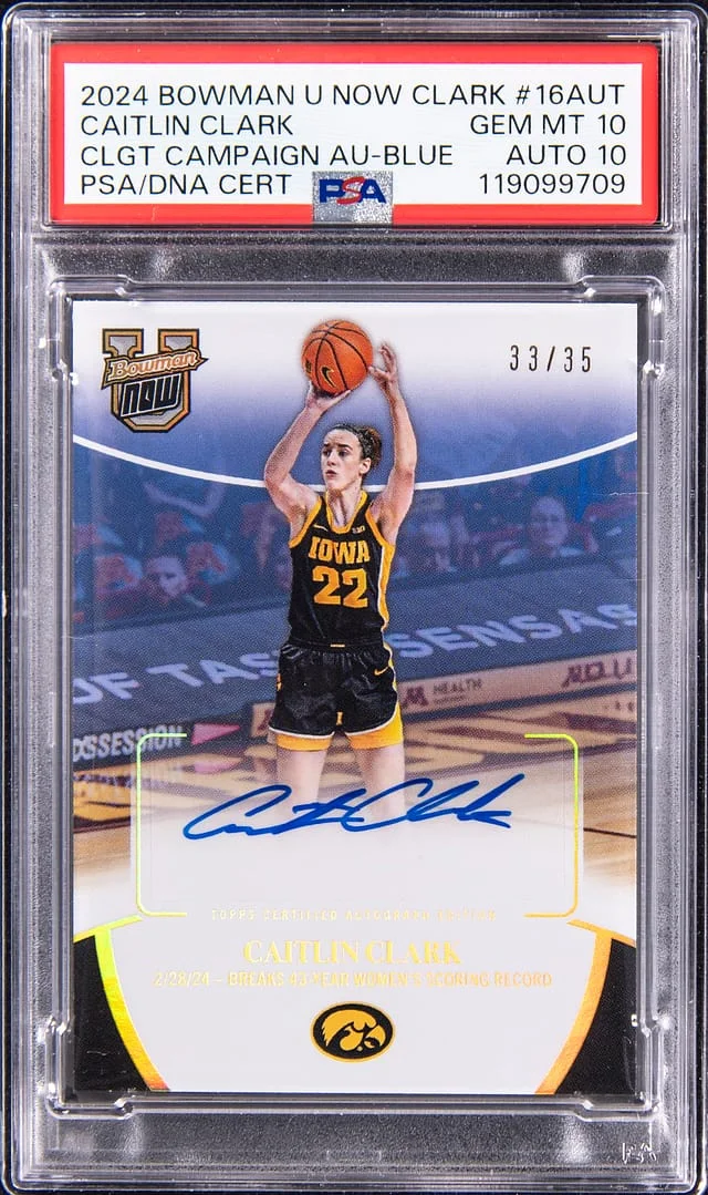 2024 Bowman University Caitlin Clark Now Collegiate Campaign Autographs Blue #16-AUT card image