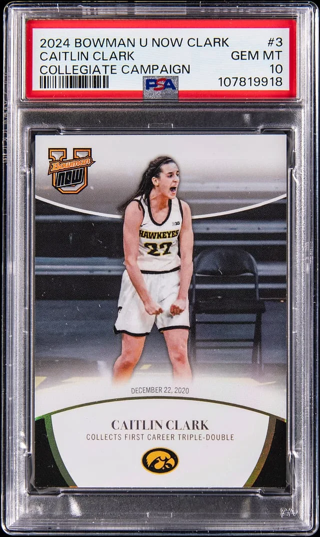 2024 Bowman University Caitlin Clark Now Clark Collegiate Campaign #3 card image