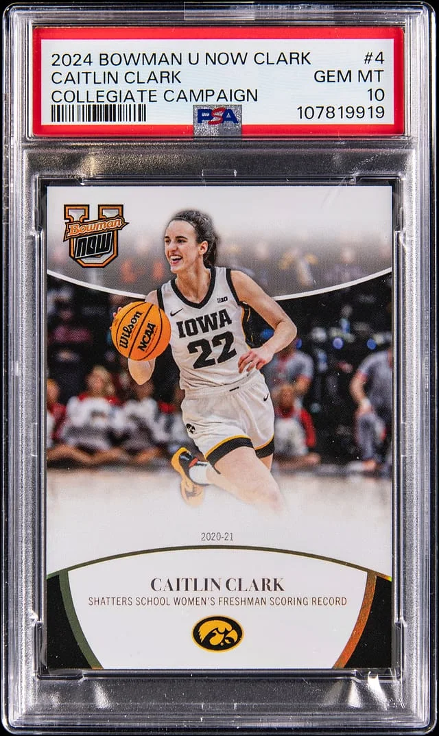2024 Bowman University Caitlin Clark Now Clark Collegiate Campaign #4 card image