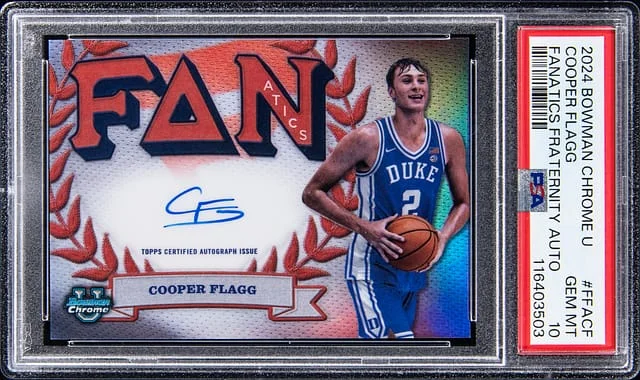 2024 Bowman University Chrome Cooper Flagg Fanatics Fraternity Autograph #FFACF card image