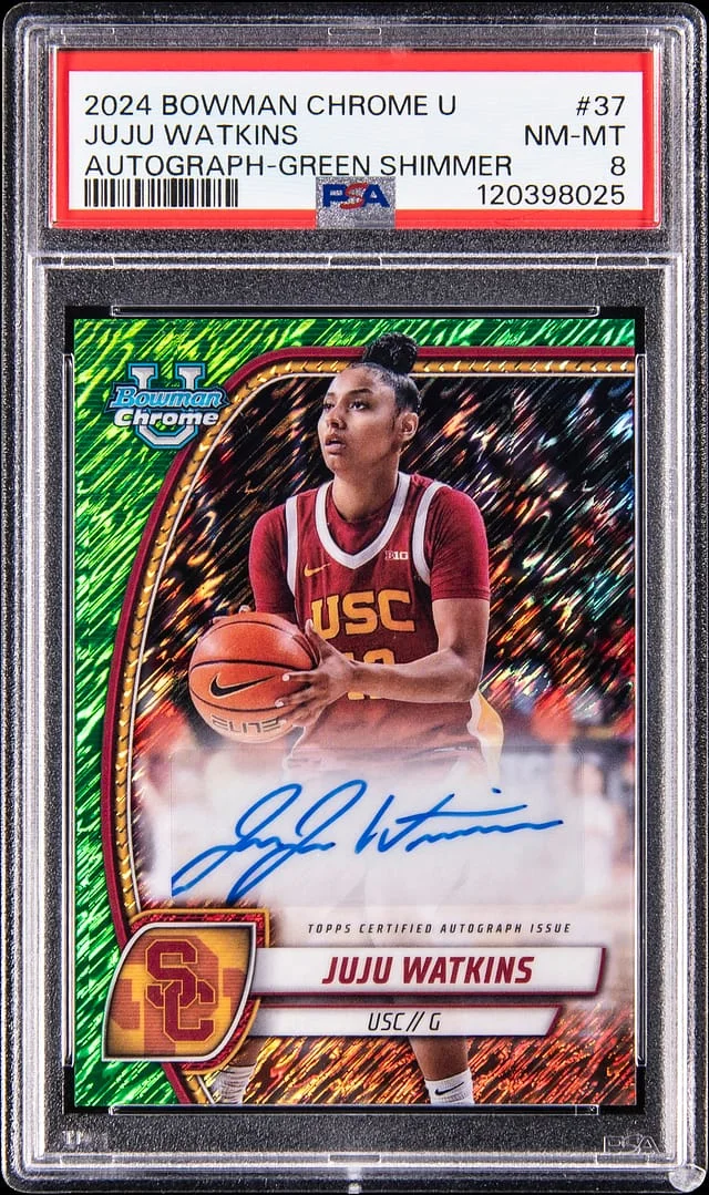 2024 Bowman University Chrome Juju Watkins Autograph Green Shimmer #37 card image