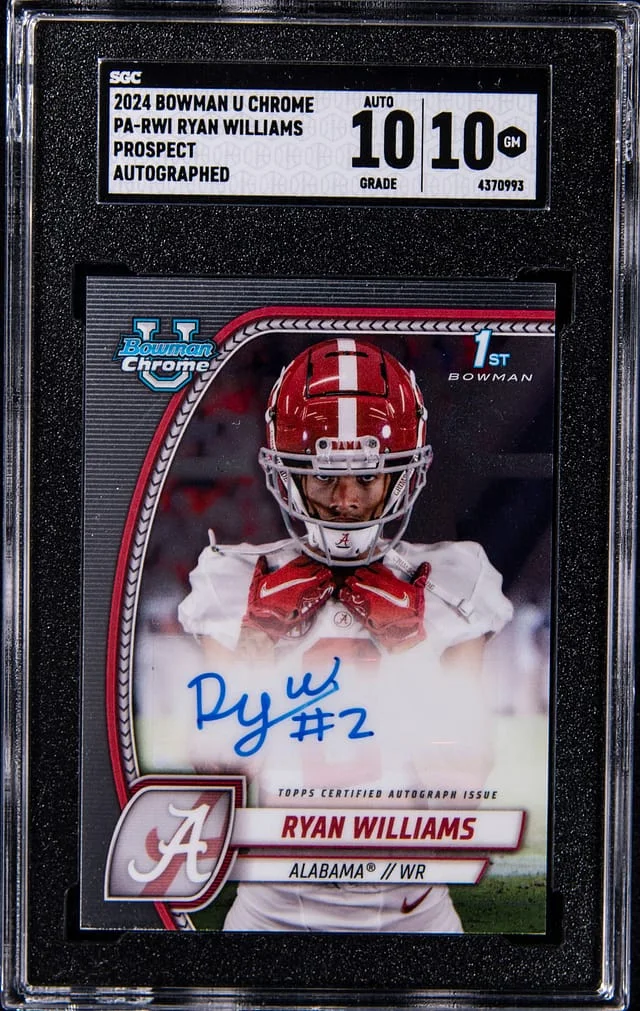 2024 Bowman University Chrome Ryan Williams Prospect Autograph Orange Refractor #PA-RWI card image
