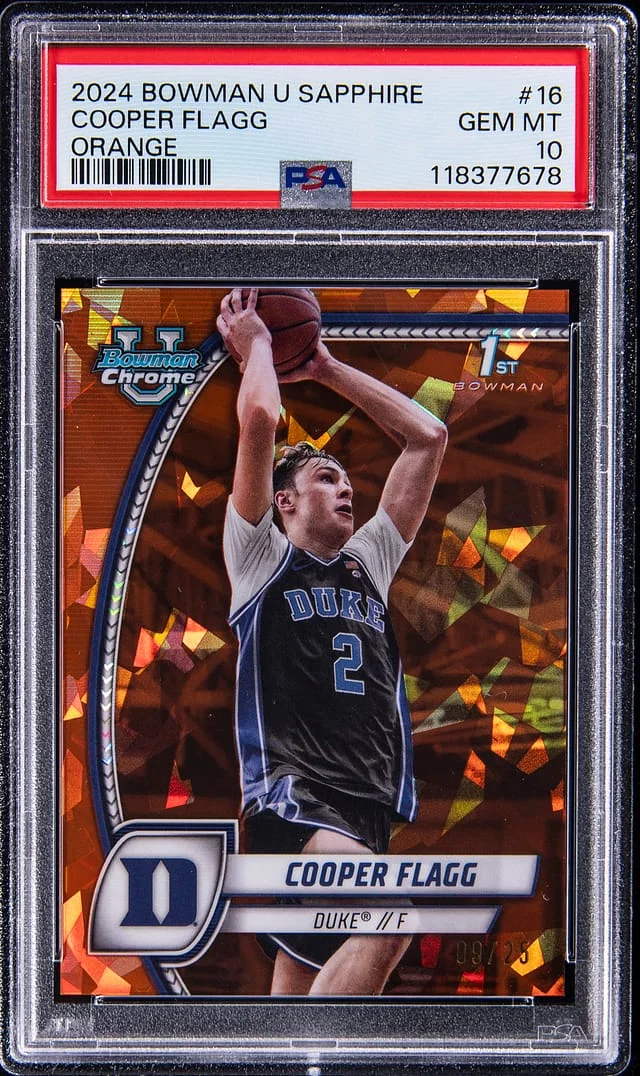 2024 Bowman University Cooper Flagg Sapphire Orange #16 card image