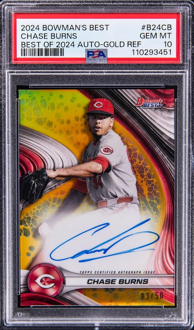 2024 Bowman's Best Chase Burns Best of 2024 Autograph Gold Refractor #B24-CB card image