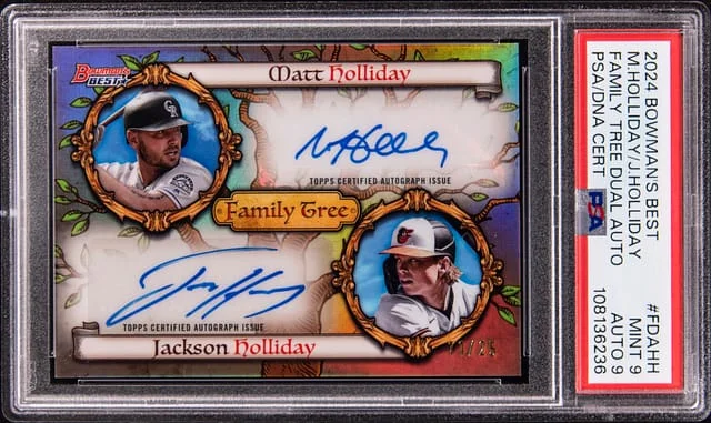 2024 Bowman's Best Jackson Holliday/Matt Holliday Family Tree Dual Autograph #FDA-HH card image