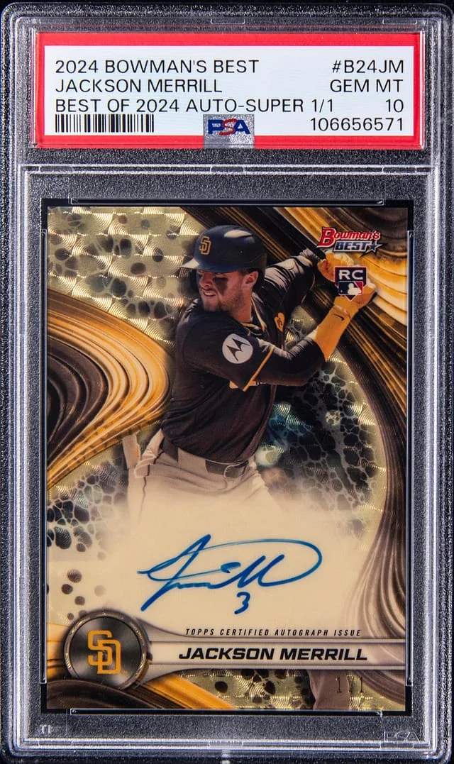 2024 Bowman's Best Jackson Merrill of 2024 Autographs SuperFractor #B24JM card image