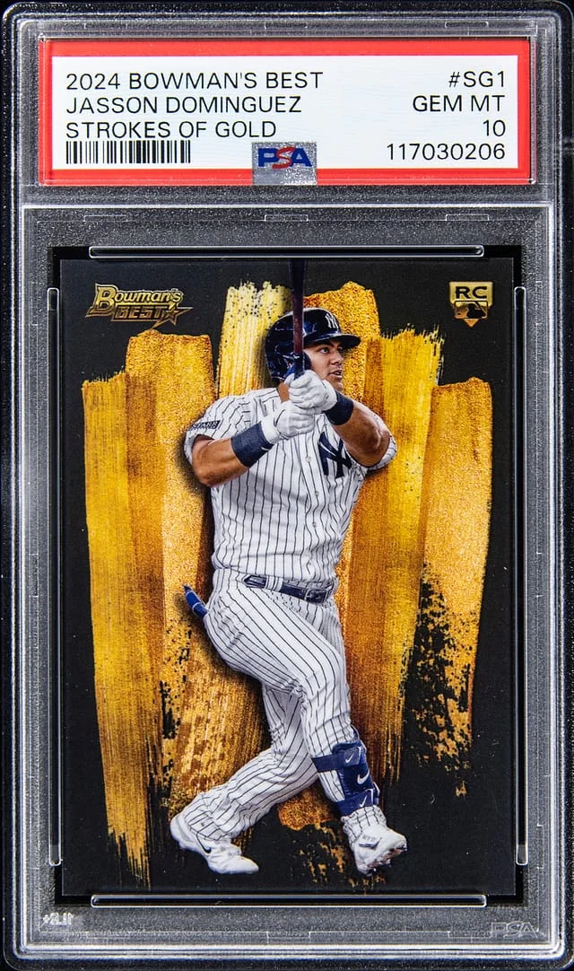 2024 Bowman's Best Jasson Dominguez Strokes of Gold #SG1 card image