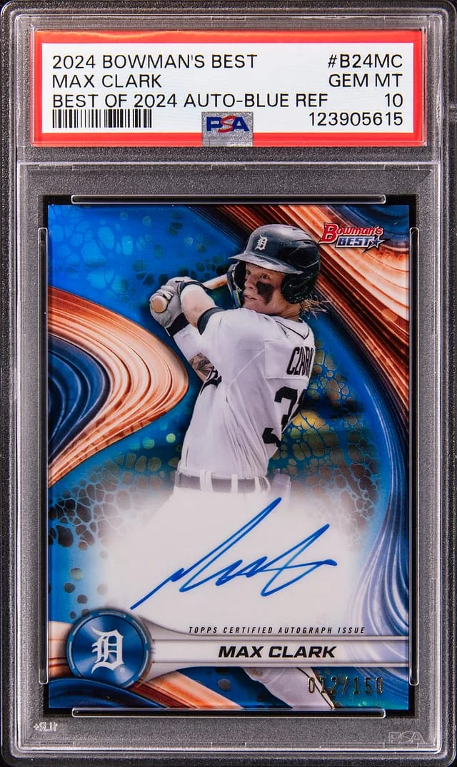 2024 Bowman's Best Max Clark of 2024 Autograph Blue Refractor #B24-MC card image