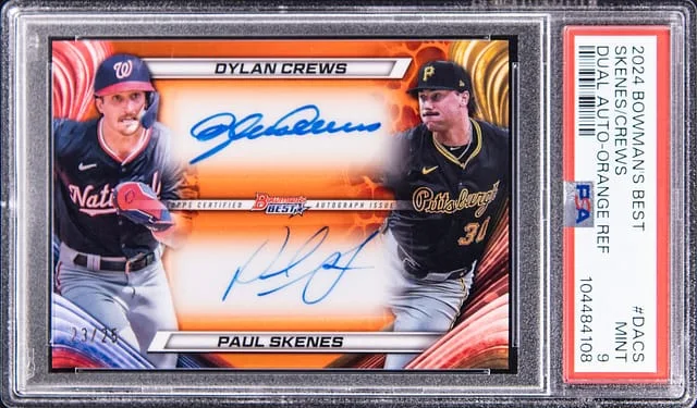 2024 Bowman's Best Paul Skenes, Dylan Crews Dual Autograph Orange Refractor #DA-CS card image