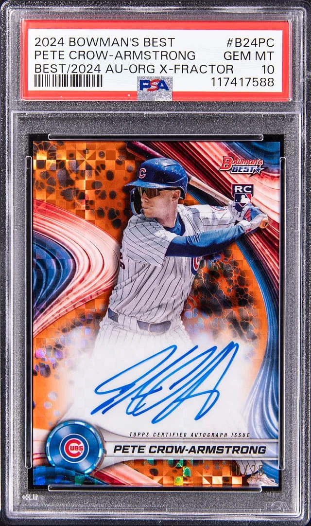 2024 Bowman's Best Pete Crow-Armstrong Best Of 2024 Autographs Orange X-Fractor #B24-PC card image