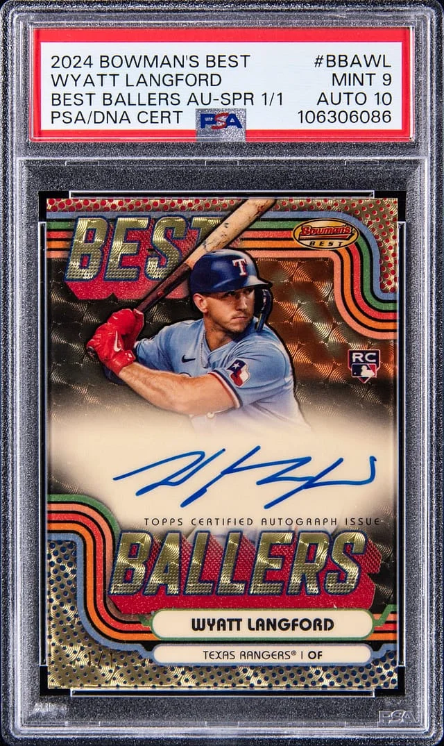 2024 Bowman's Best Wyatt Langford Ballers Autographs SuperFractor #BBA-WL card image