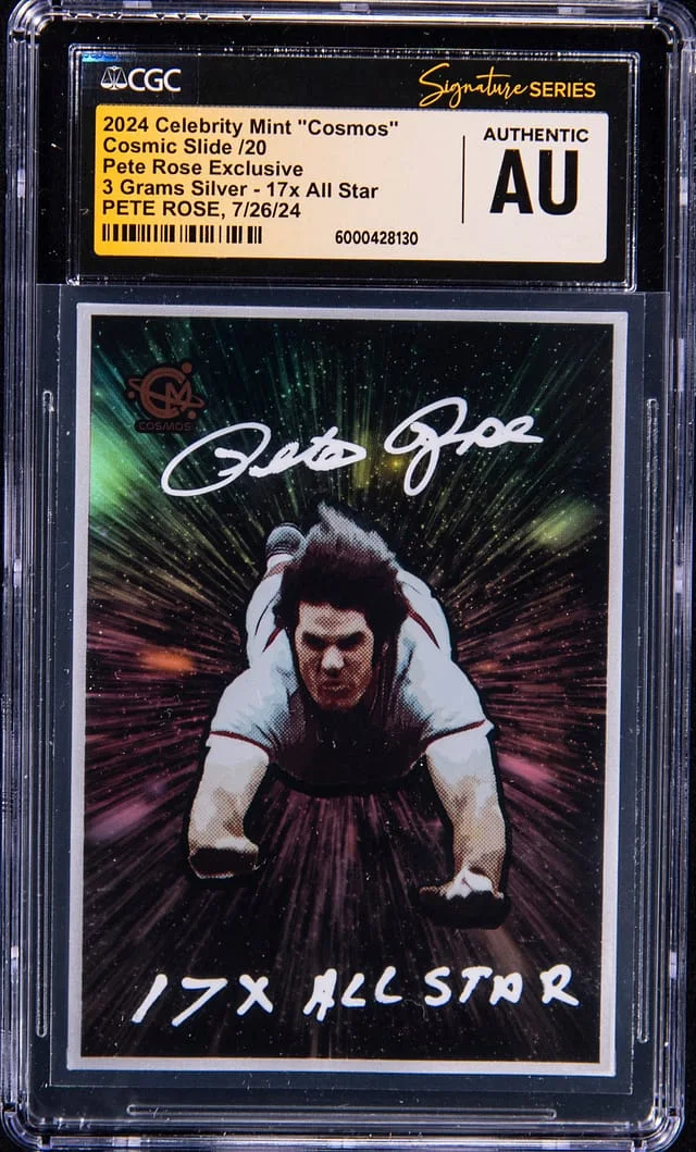 2024 Celebrity Mint Cosmic Slide Cosmos 3 Gram Silver Pete Rose #NNO card image