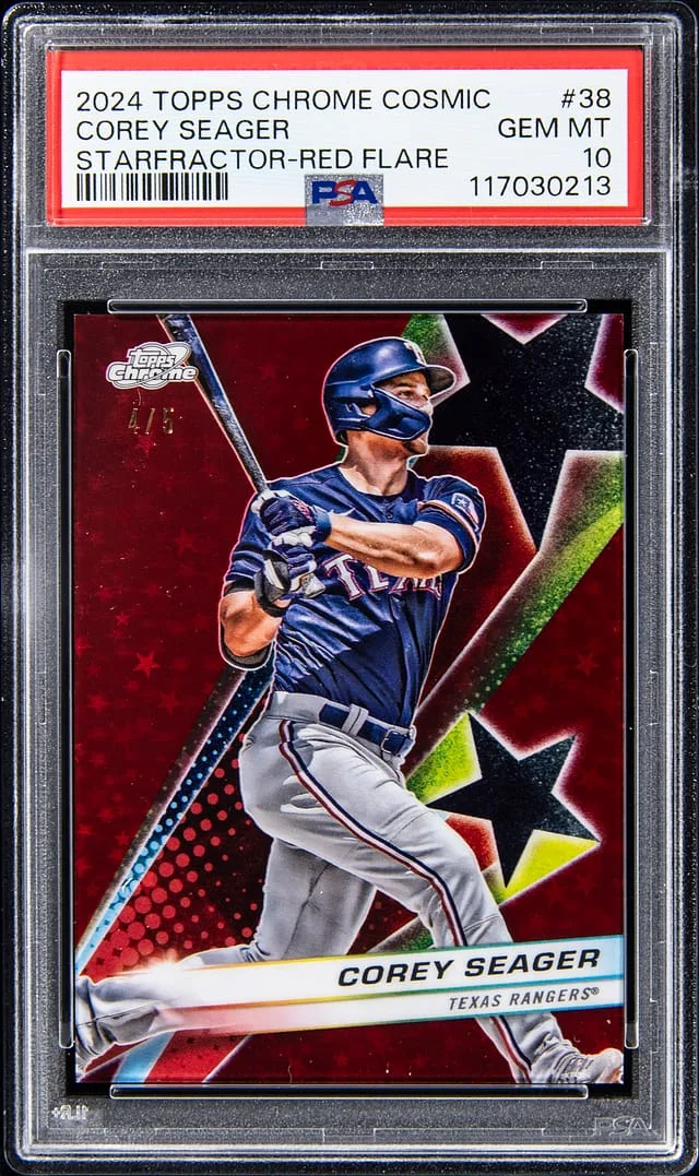 2024 Chrome Cosmic Starfractor Red Flare Corey Seager #SF-38 card image