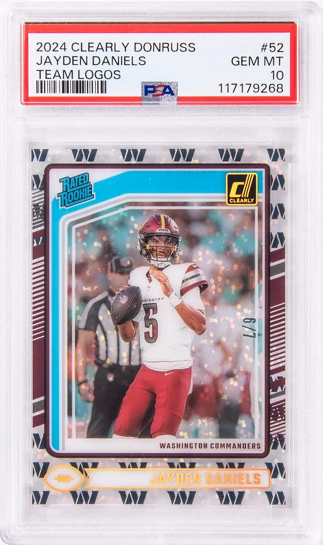 2024 Clearly Donruss Team Logos Jayden Daniels #52 card image