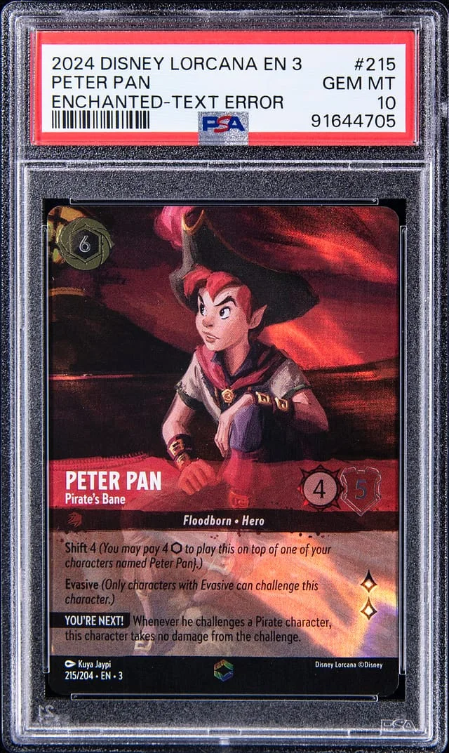 2024 Disney Lorcana EN 3 Enchanted Text Error Peter Pan #215 card image