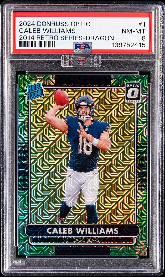 2024 Donruss Optic Caleb Williams Rated 2014 Retro Series Dragon #1 card image