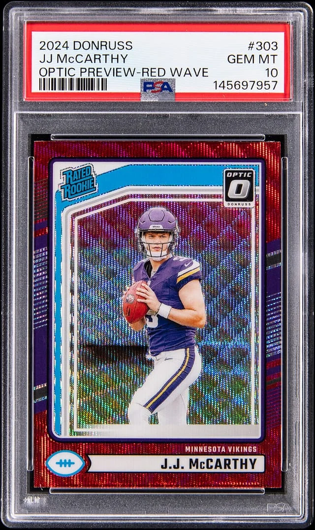 2024 Donruss Optic J.J. McCarthy Preview-Red Wave #303 card image