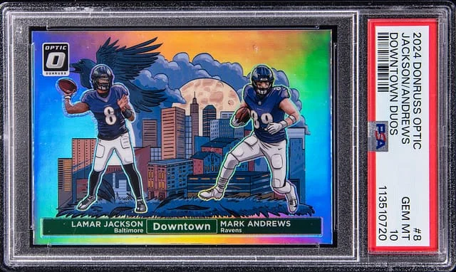 2024 Donruss Optic Lamar Jackson/Mark Andrews Downtown Duos #8 card image