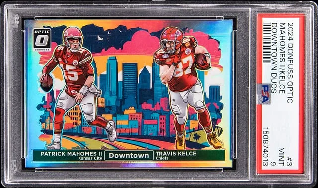 2024 Donruss Optic Patrick Mahomes II/Travis Kelce Downtown Duos #3 card image