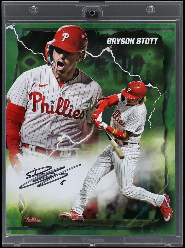 2024 Fanatics Under Wraps Emanate Autograph Green Bryson Stott Signed Card - 8 x MLB Authenticated, Fanatics #10 card image