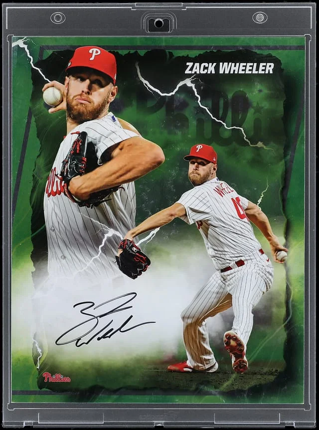 2024 Fanatics Under Wraps Emanate Autograph Green Zach Wheeler Signed Card - 8 x MLB Authenticated, Fanatics #10 card image