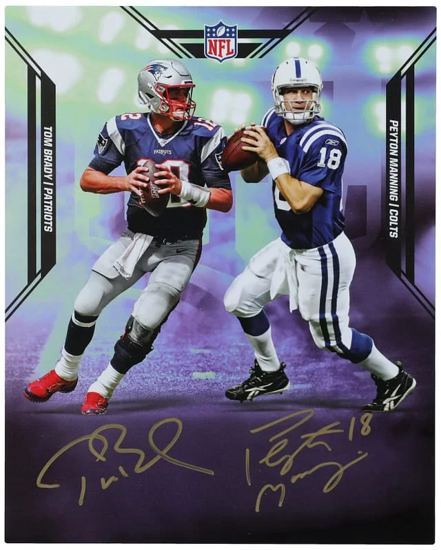 2024 Fanatics Under Wraps Emanate Tom Brady/Peyton Manning Dual-Signed Card - 8 x Fanatics #10 card image