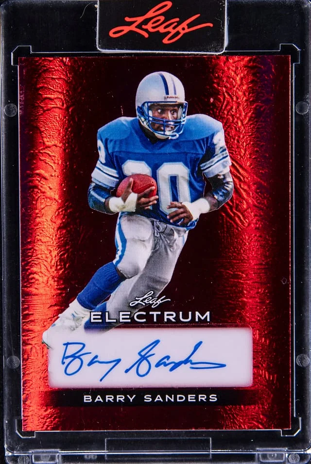 2024 Leaf Barry Sanders Electrum Base Auto Red Volcano #BA-BS1 card image