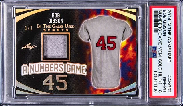2024 Leaf Bob Gibson Game-Used In The Game Used A Numbers Game Memorabilia Gold Holo #ANG-02 card image