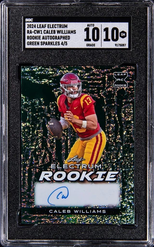 2024 Leaf Caleb Williams Electrum Autographs Green Sparkles #RA-CW1 card image