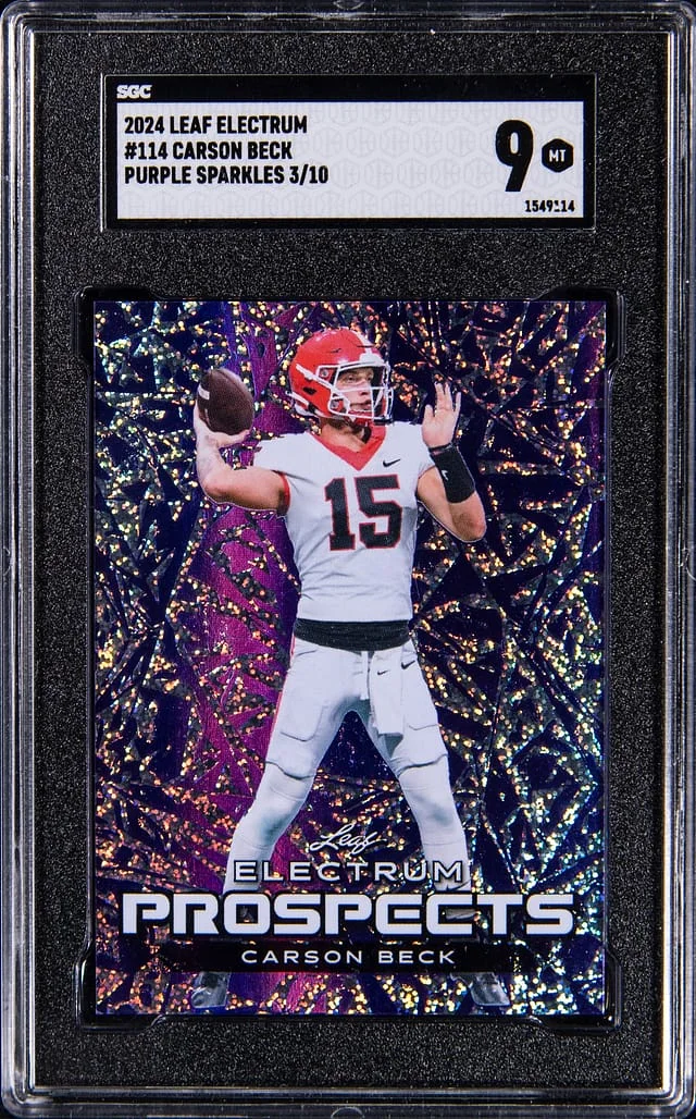 2024 Leaf Carson Beck Electrum Purple Sparkles #114 card image
