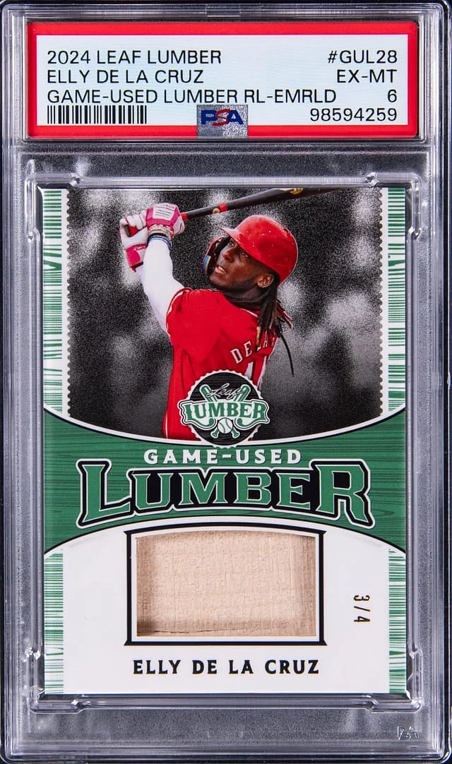 2024 Leaf Elly De La Cruz Bat Lumber Game-Used Lumber Relic Emerald #GUL-28 card image