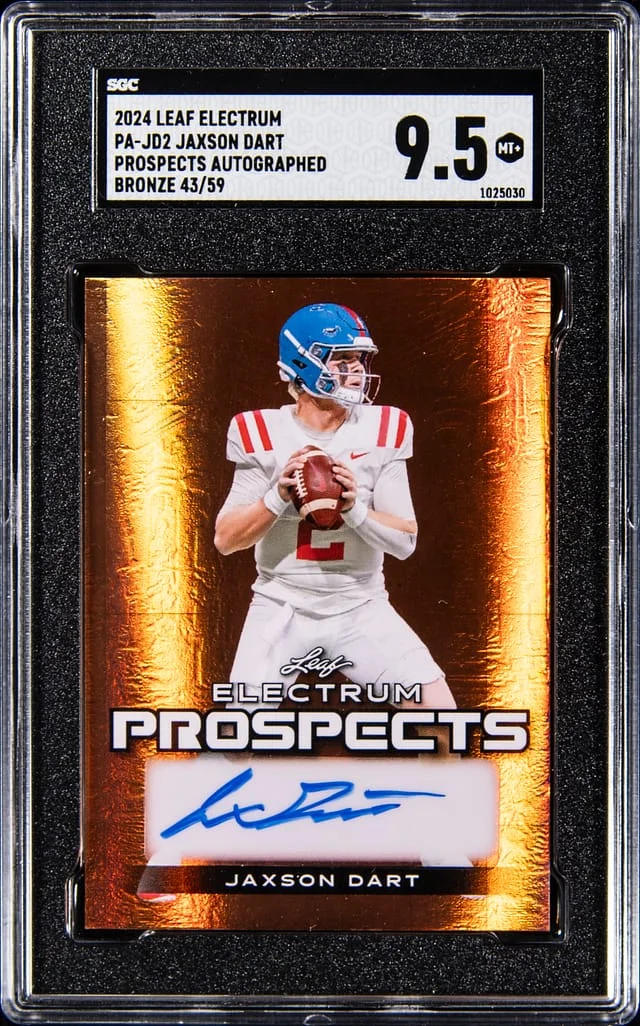 2024 Leaf Jaxson Dart Electrum Prospects Autographed-Bronze #PA-JD2 card image