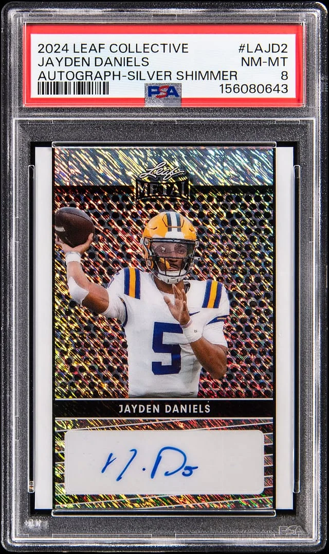 2024 Leaf Jayden Daniels Collective Autograph Silver Shimmer #LA-JD2 card image