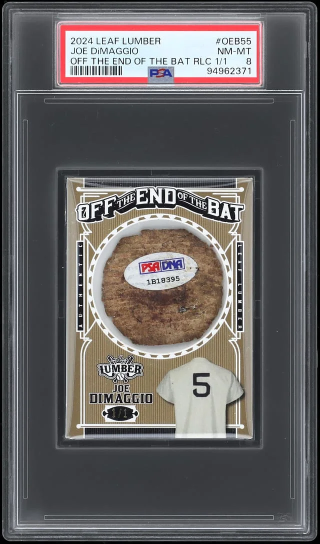 2024 Leaf Joe DiMaggio Lumber Off the End of the Bat Relic 1/1 #OEB55 card image