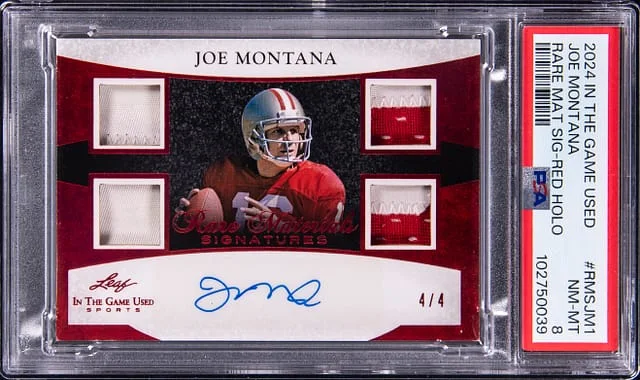 2024 Leaf Joe Montana In The Game Used Rare Matererials Signatures Hologram #RMSJM1 card image