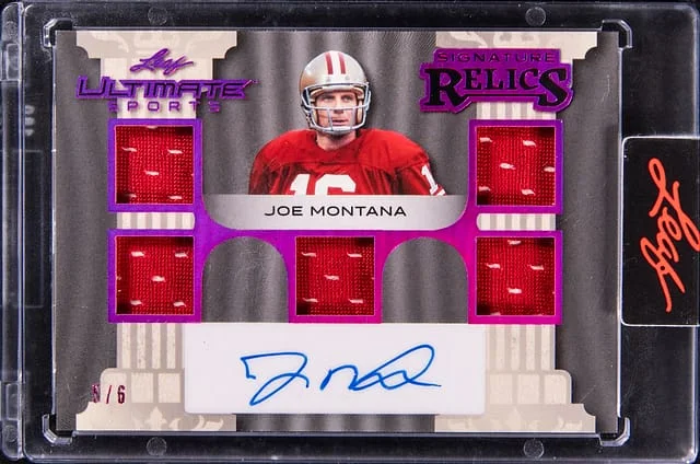 2024 Leaf Joe Montana Ultimate Sports Signature Relics Purple #USR-JM3 card image