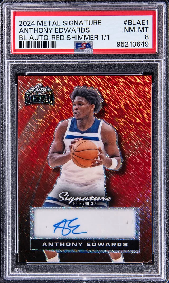 2024 Leaf Metal Anthony Edwards Signature Borderless Autograph Red Shimmer #BL-AE1 card image