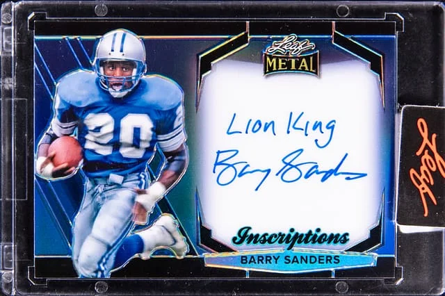 2024 Leaf Metal Barry Sanders Inscribed (Lion King) Card - Leaf Encased Inscriptions #MI-BS1 card image