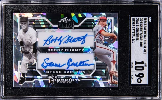 2024 Leaf Metal Bobby Shantz/Steve Carlton Signature Series Dual Signatures Silver Crystal #DS-5 card image