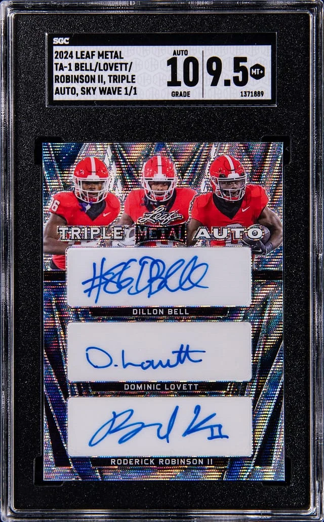 2024 Leaf Metal Dillon Bell/Dominic Lovett/Roderick Robinson II Triple Autograph Sky Wave #TA-1 card image
