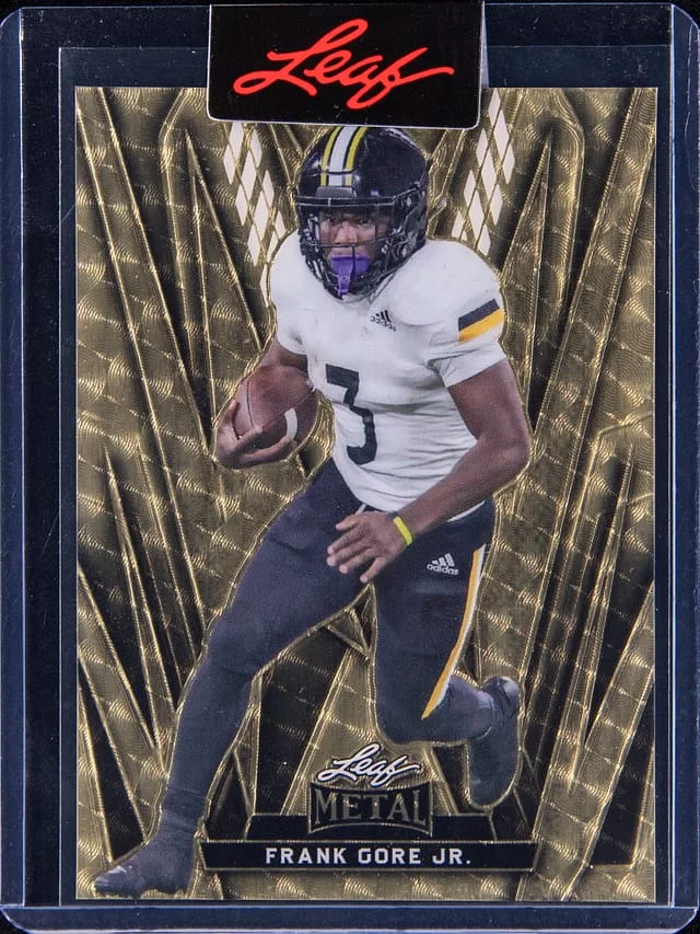 2024 Leaf Metal Frank Gore Jr. Leaf Sealed Pre-Production Proof Superfractor #NNO card image