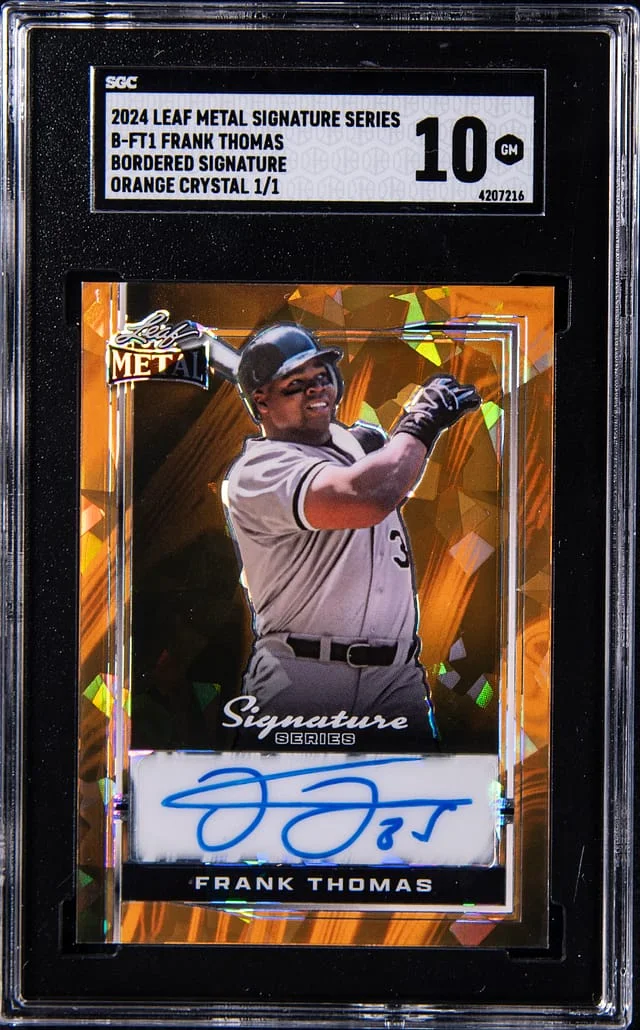 2024 Leaf Metal Frank Thomas Signature Series Bordered Signature Orange Crystal #B-FT1 card image