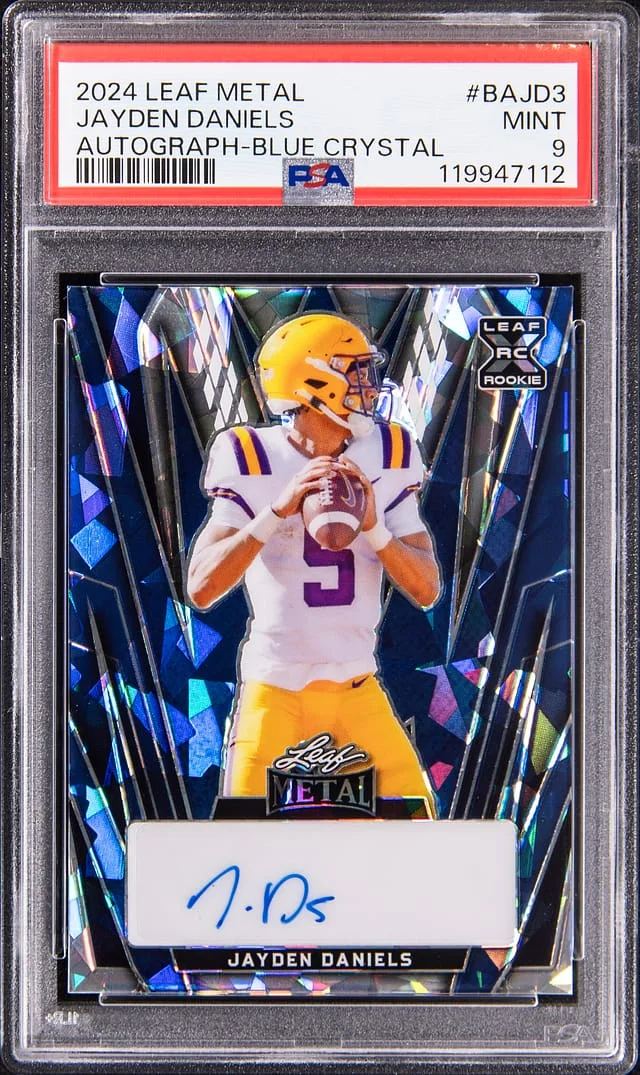 2024 Leaf Metal Jayden Daniels Autograph Blue Crystal #BA-JD3 card image