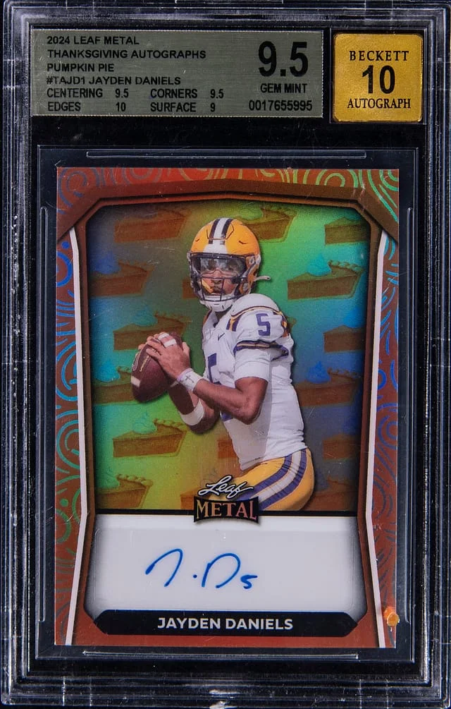 2024 Leaf Metal Jayden Daniels Thanksgiving Autographs Pumpkin Pie #TA-JD1 card image
